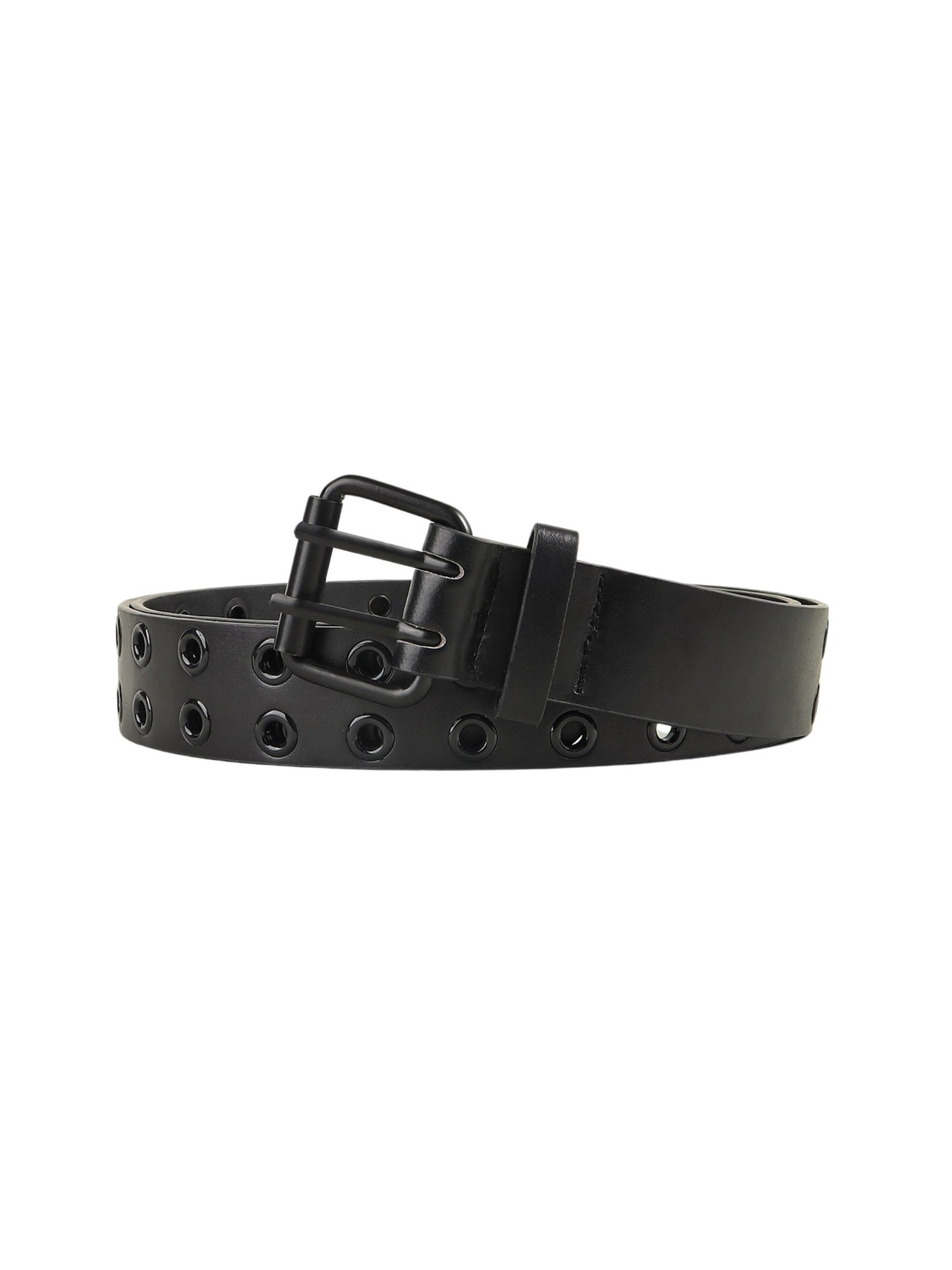 Vegan Leather Black Grommet Belt