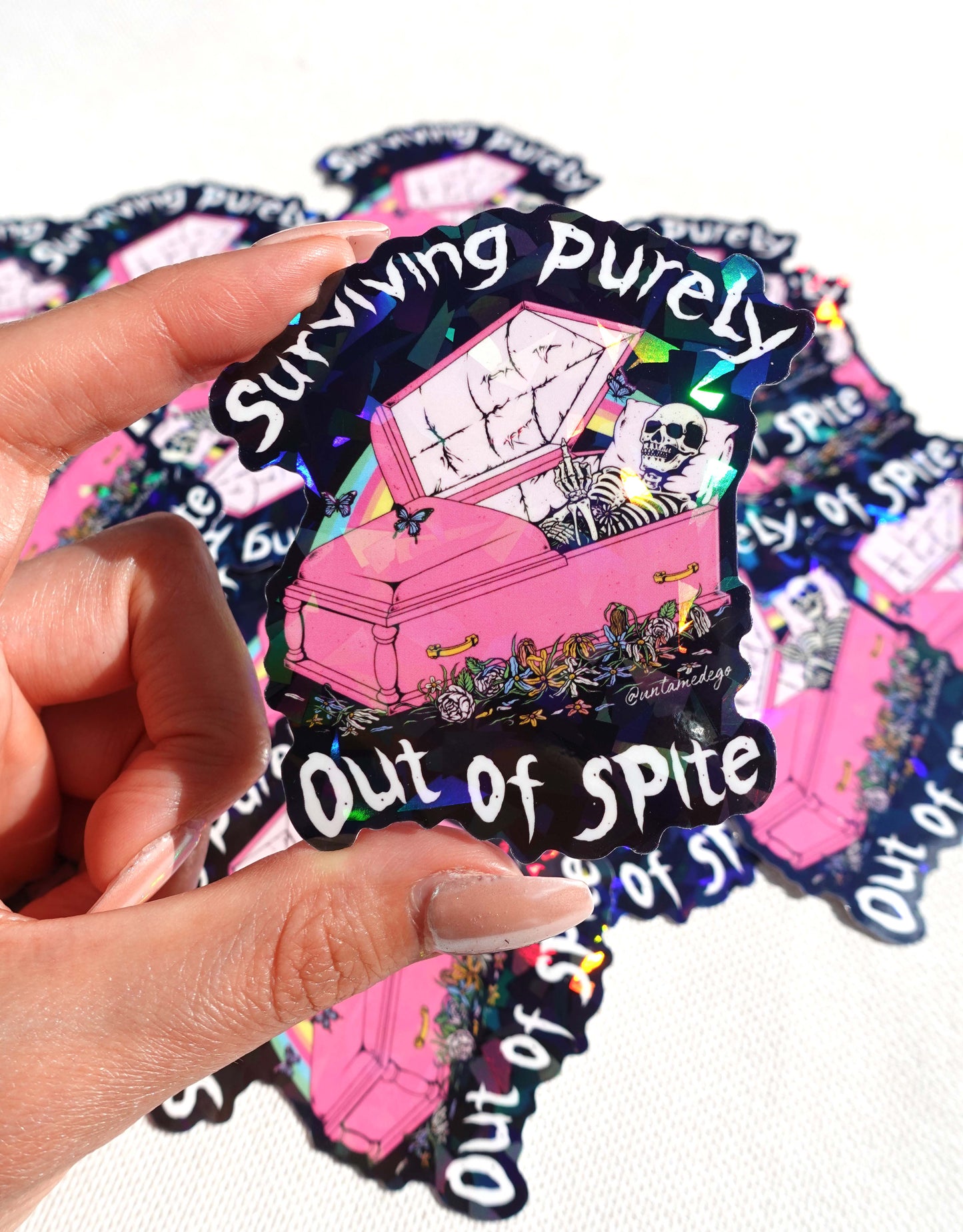 Surviving Purely Out of Spite Glitter Vinyl Sticker