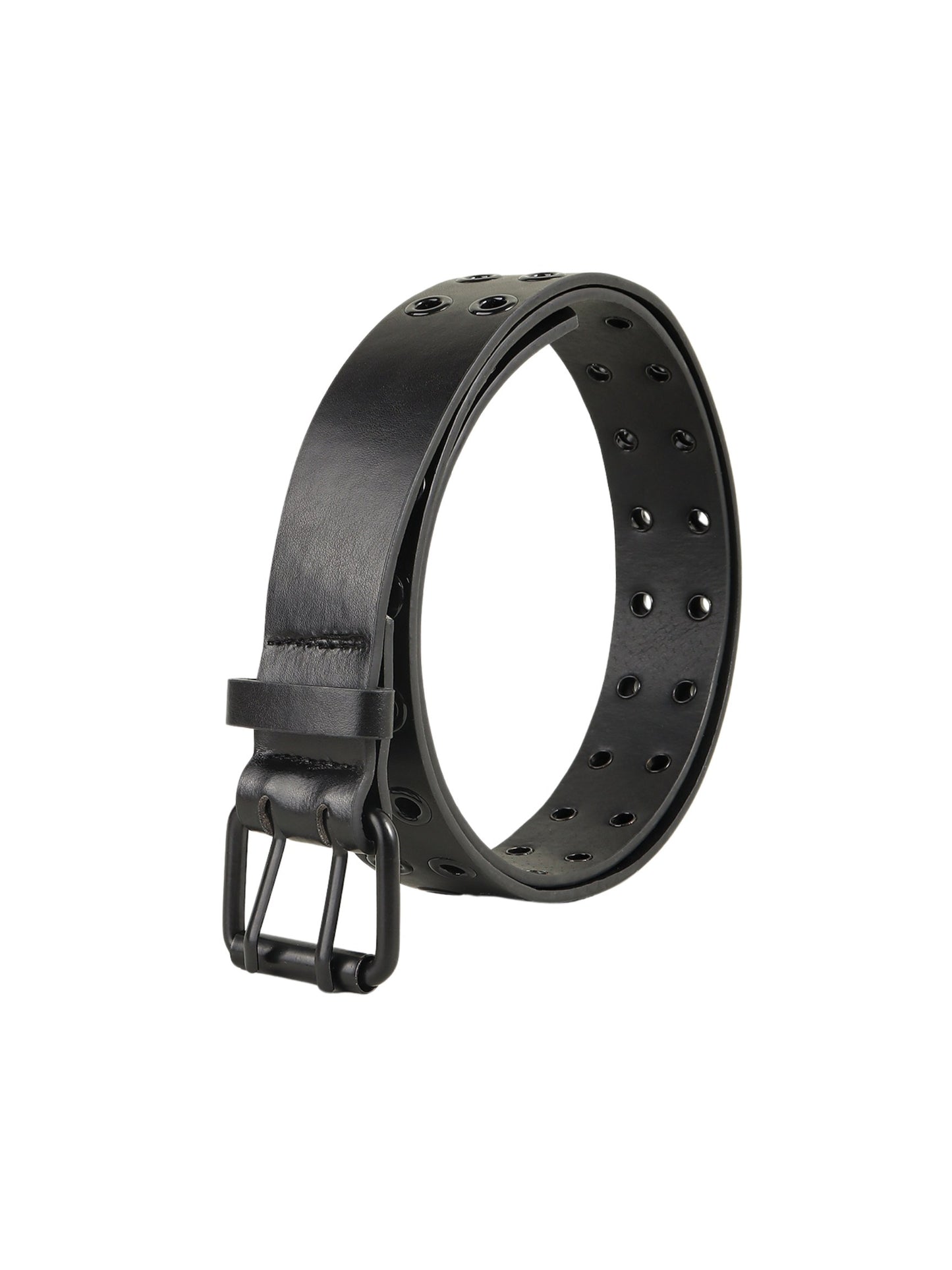 Vegan Leather Black Grommet Belt