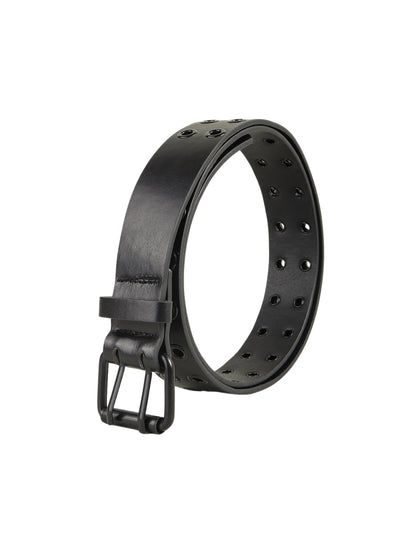 Vegan Leather Black Grommet Belt