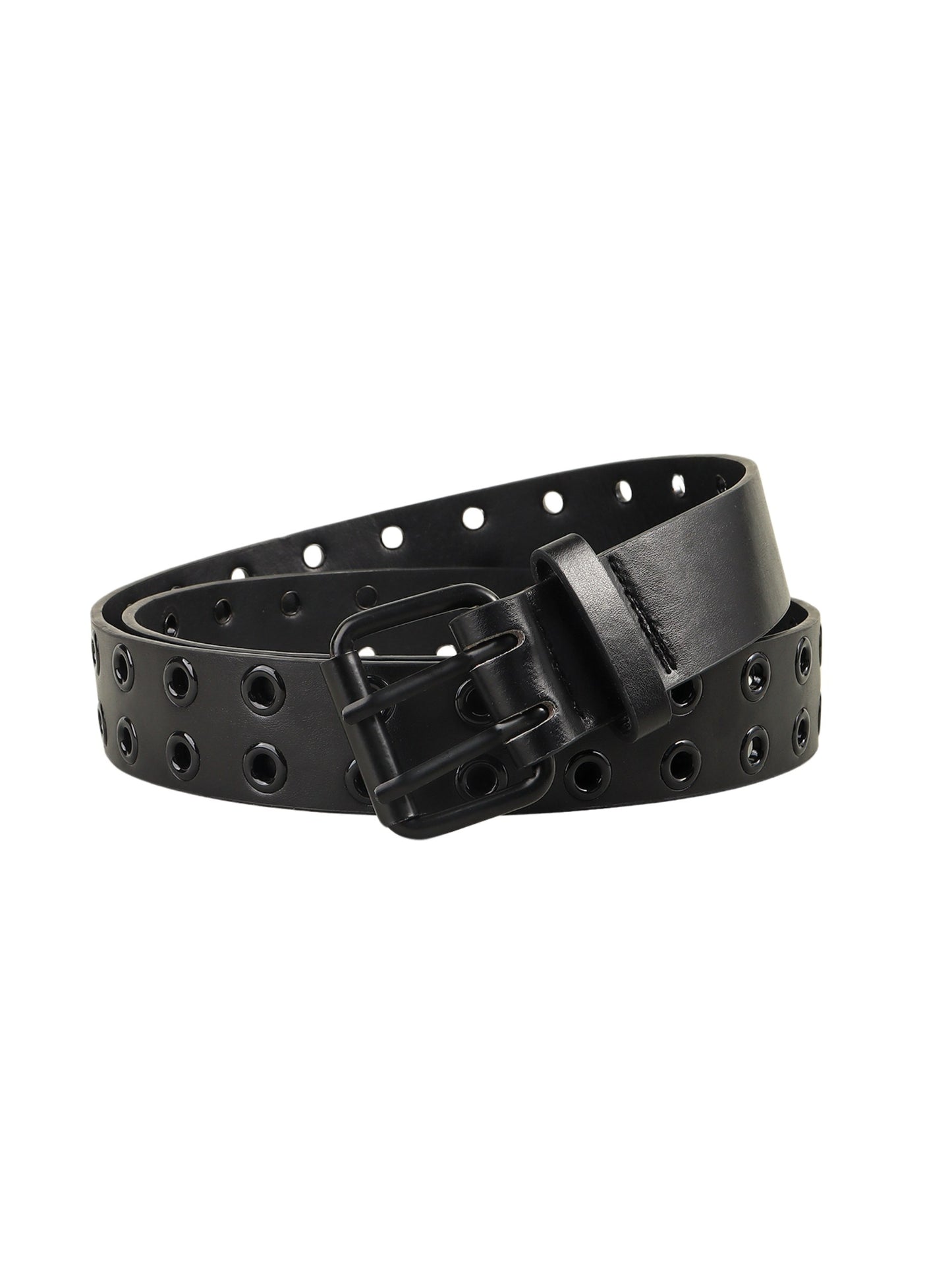 Vegan Leather Black Grommet Belt