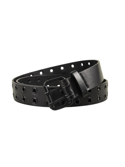 Vegan Leather Black Grommet Belt