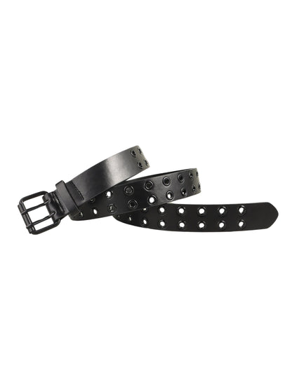 Vegan Leather Black Grommet Belt