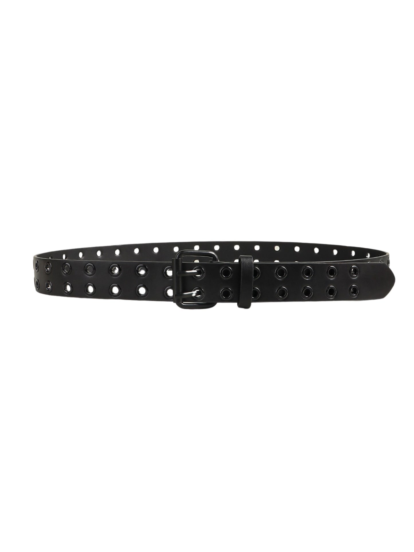 Vegan Leather Black Grommet Belt