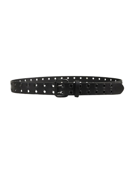 Vegan Leather Black Grommet Belt