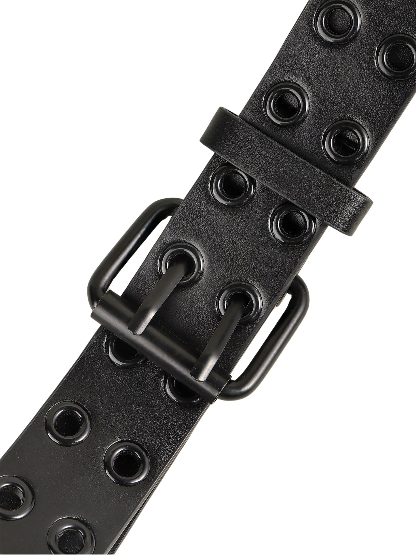 Vegan Leather Black Grommet Belt