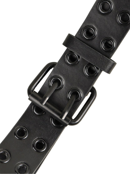 Vegan Leather Black Grommet Belt