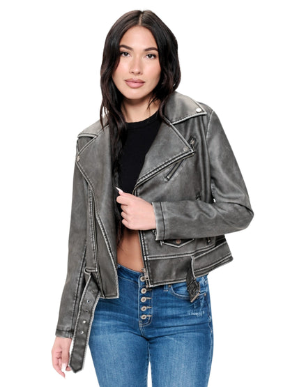 Soft Black Vegan Leather Biker Jacket
