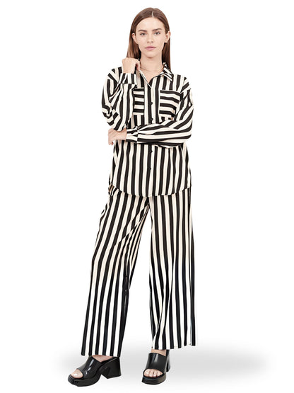 Striped Button Up Shirt & Pants Set