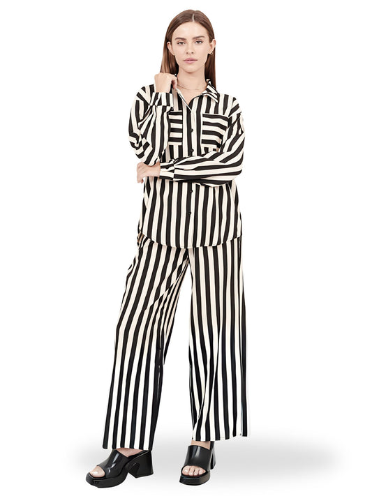 Striped Button Up Shirt & Pants Set