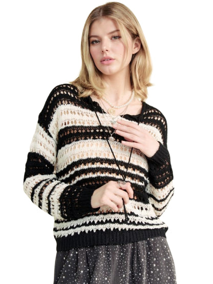 Contrast Striped Crochet Top