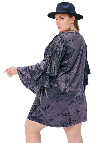 Plus Size Flounce Sleeve Mini Dress
