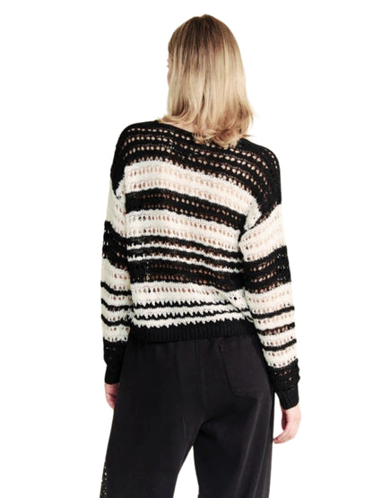 Contrast Striped Crochet Top