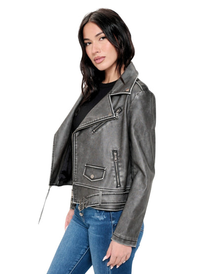 Soft Black Vegan Leather Biker Jacket