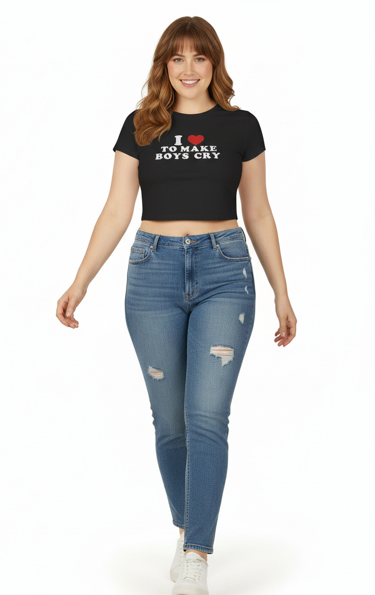 I Love to Make Boys Cry Cropped Tee