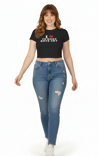 I Love to Make Boys Cry Cropped Tee