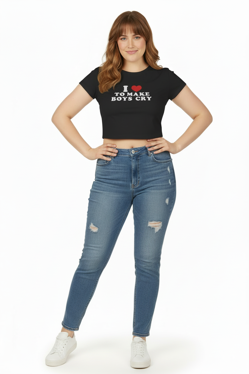 I Love to Make Boys Cry Cropped Tee