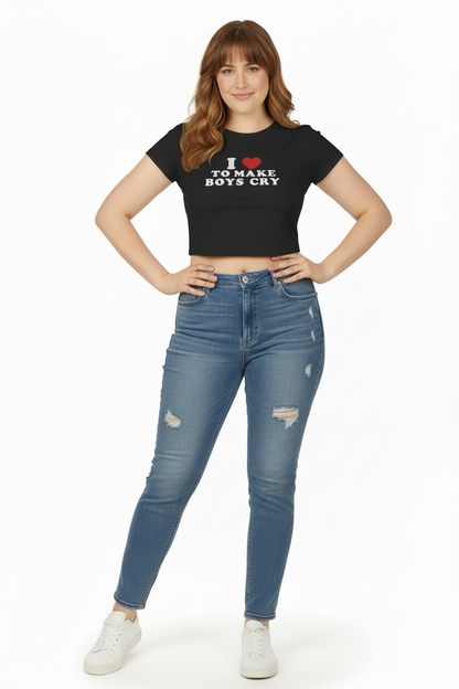 I Love to Make Boys Cry Cropped Tee