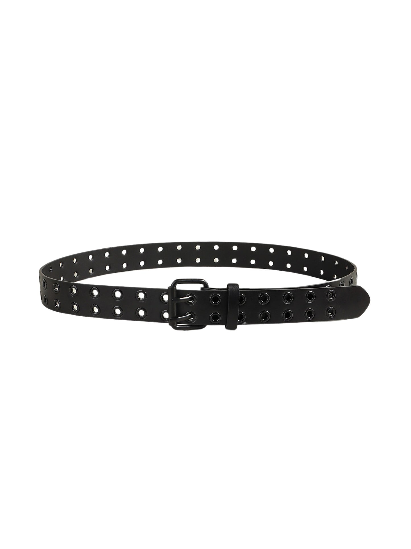 Vegan Leather Black Grommet Belt