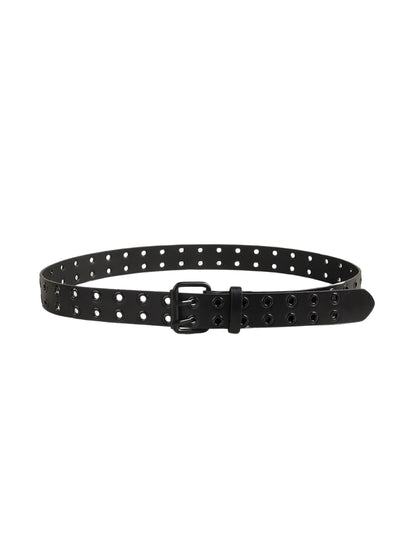 Vegan Leather Black Grommet Belt