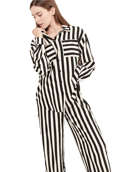 Striped Button Up Shirt & Pants Set