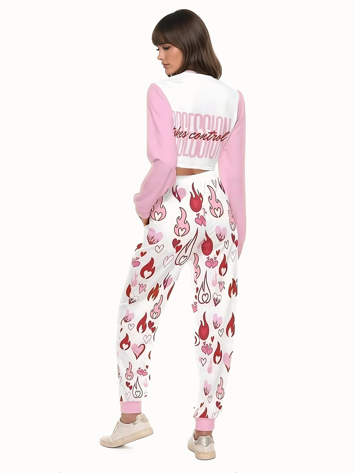 Obsession Pink Crop Sweatshirt Lounge Set
