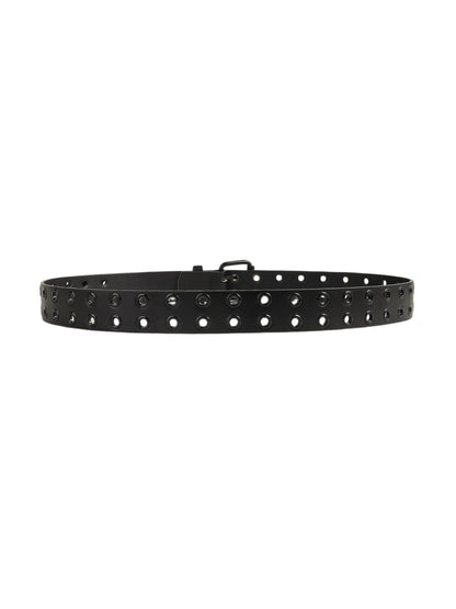 Vegan Leather Black Grommet Belt