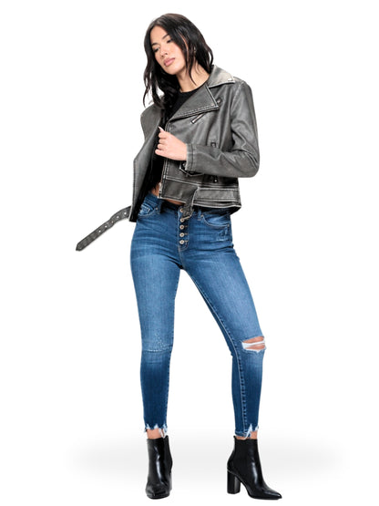 Soft Black Vegan Leather Biker Jacket