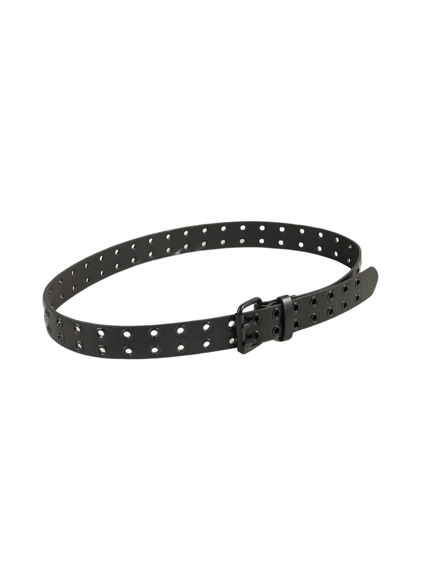 Vegan Leather Black Grommet Belt