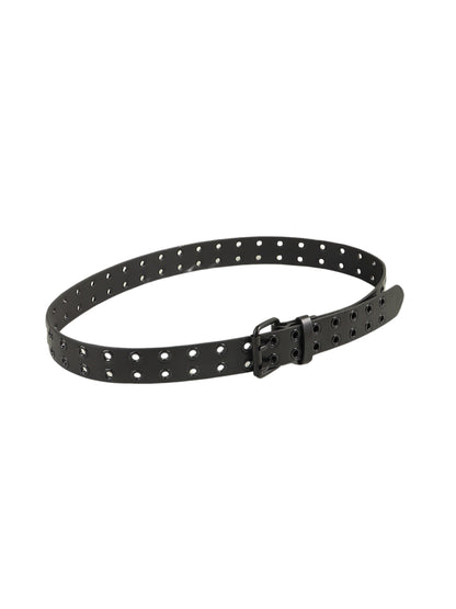 Vegan Leather Black Grommet Belt