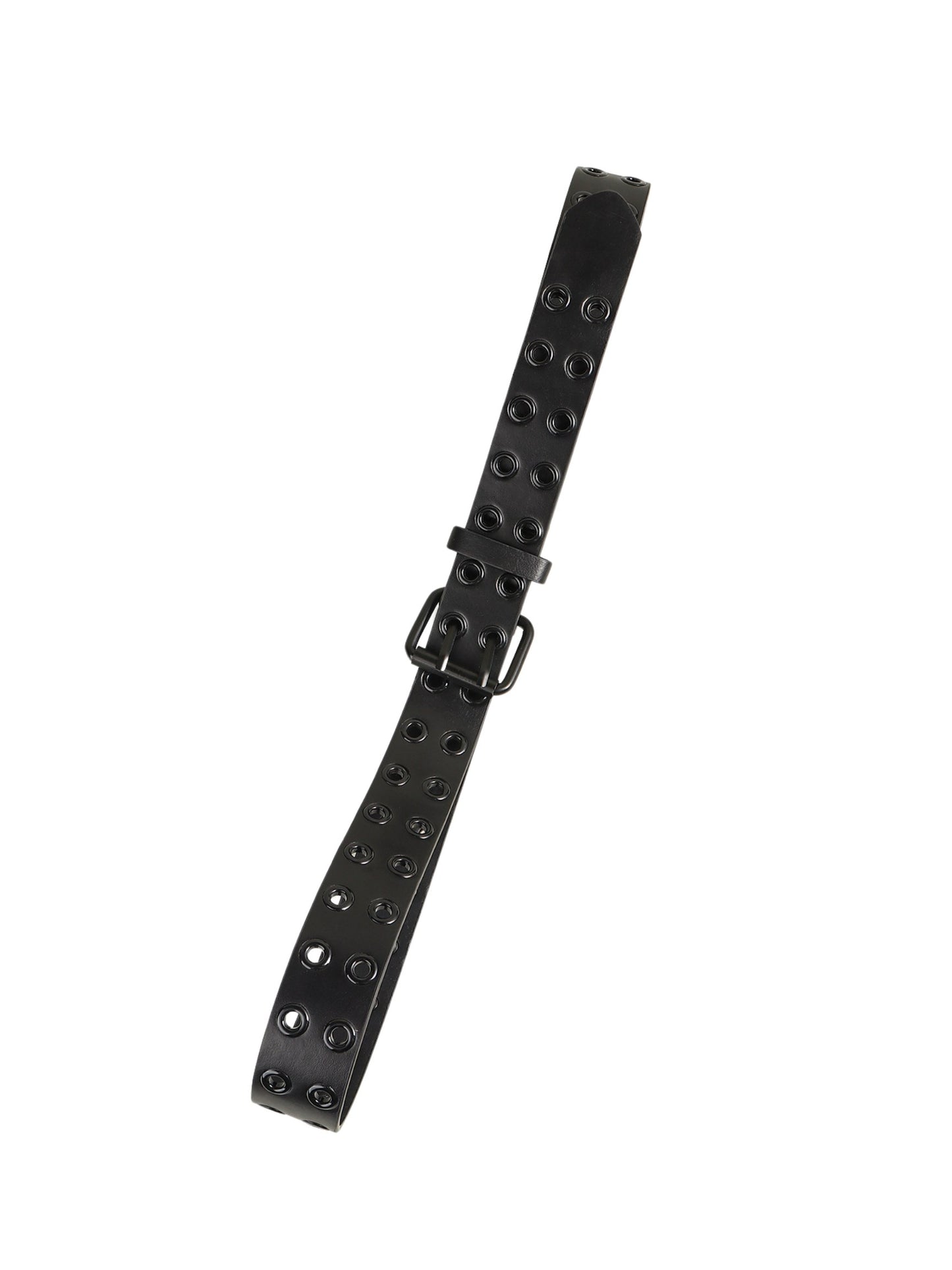 Vegan Leather Black Grommet Belt