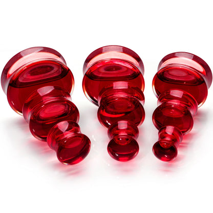 Acrylic Fake Blood Filled Saddle Plug Set 0G to 1 Inch