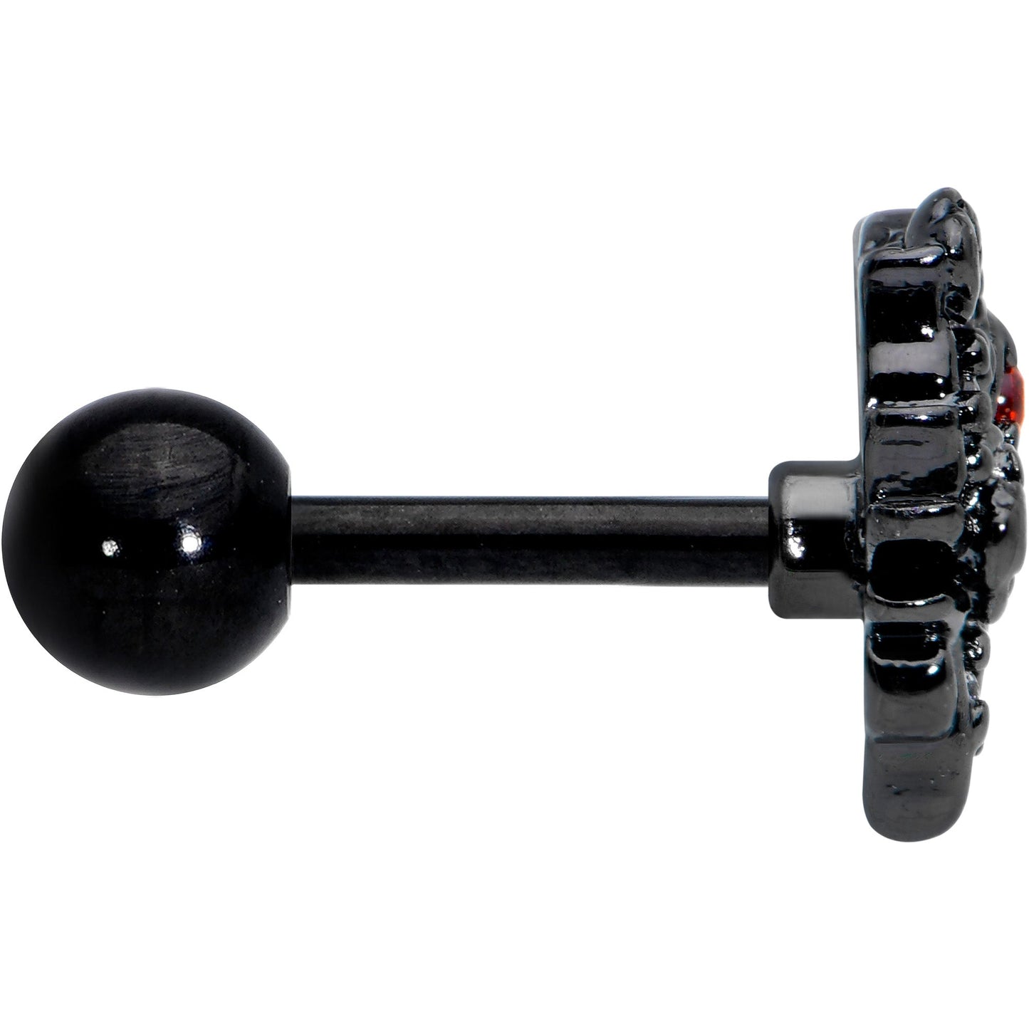 16G 1/4 Black Floral Heart Cartilage Earring