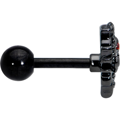 16G 1/4 Black Floral Heart Cartilage Earring