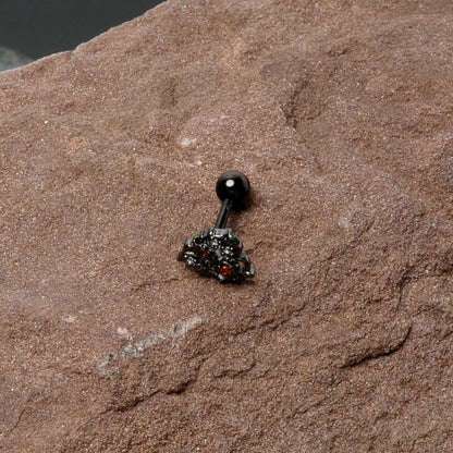 16G 1/4 Black Floral Heart Cartilage Earring