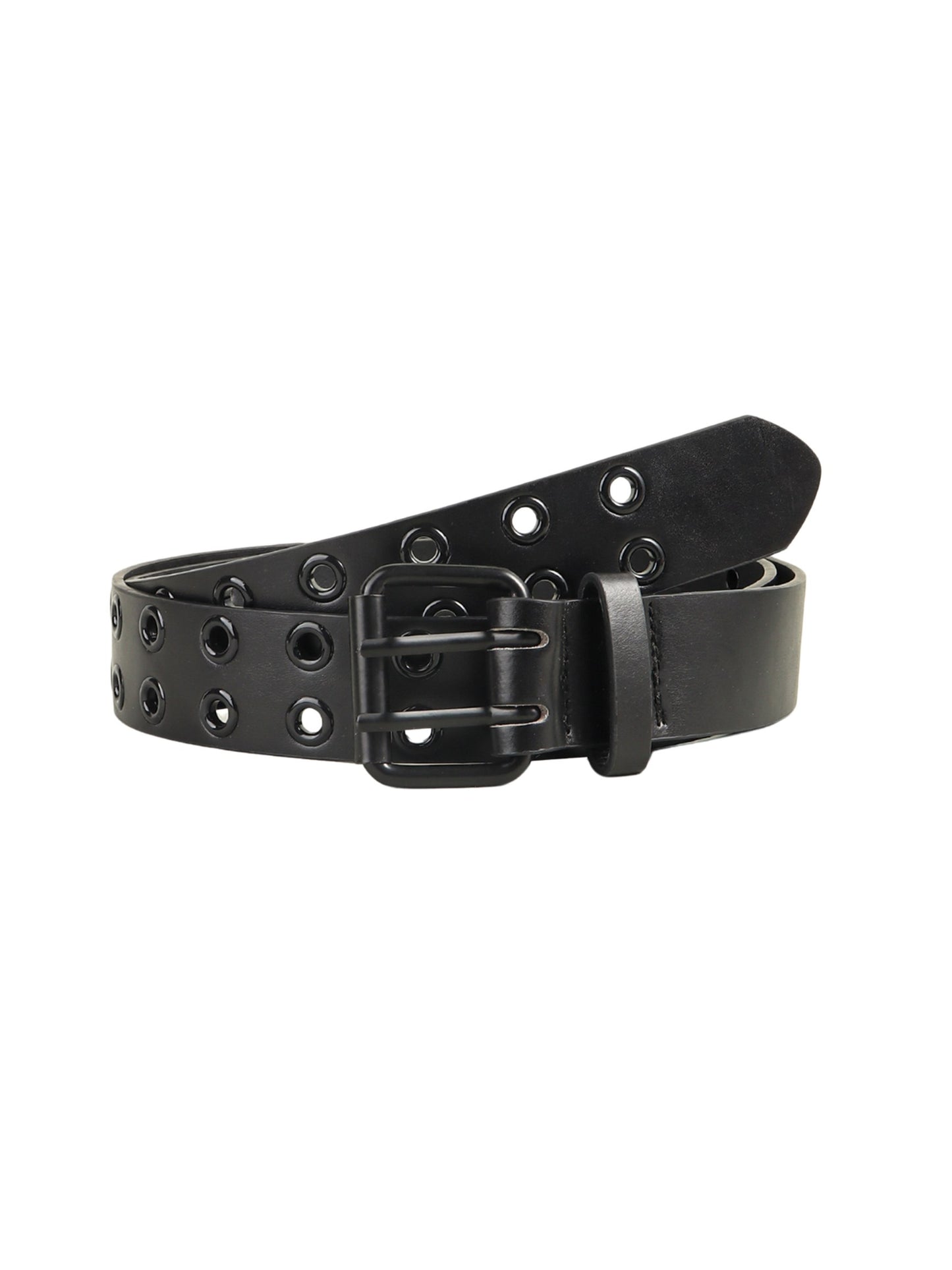 Vegan Leather Black Grommet Belt
