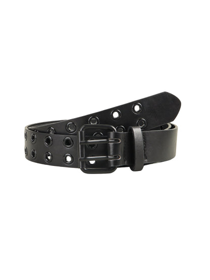 Vegan Leather Black Grommet Belt