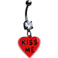 Black Double Gem Kiss Me Heart Dangle Belly Ring by Onyx O