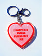 I Don't Hit Curbs Curbs Hit Me Holographic Heart Keychain