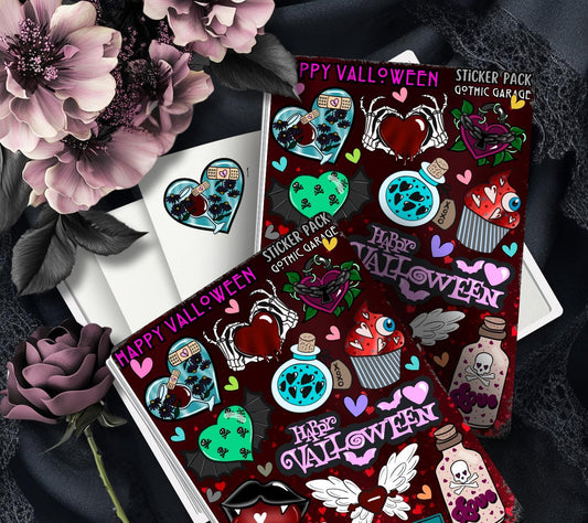 Valloween – Gothic Valentine’s Day Sticker Sheet
