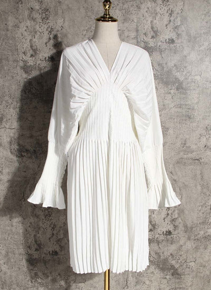 Sakiya Pleated Long Sleeve Shirt Dress