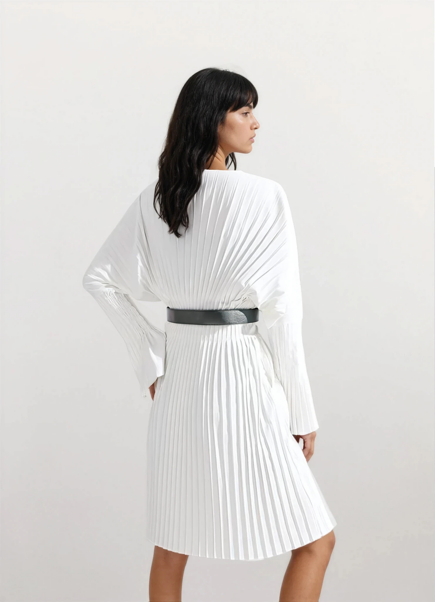 Sakiya Pleated Long Sleeve Shirt Dress