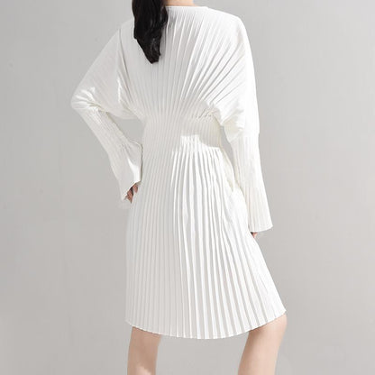 Sakiya Pleated Long Sleeve Shirt Dress
