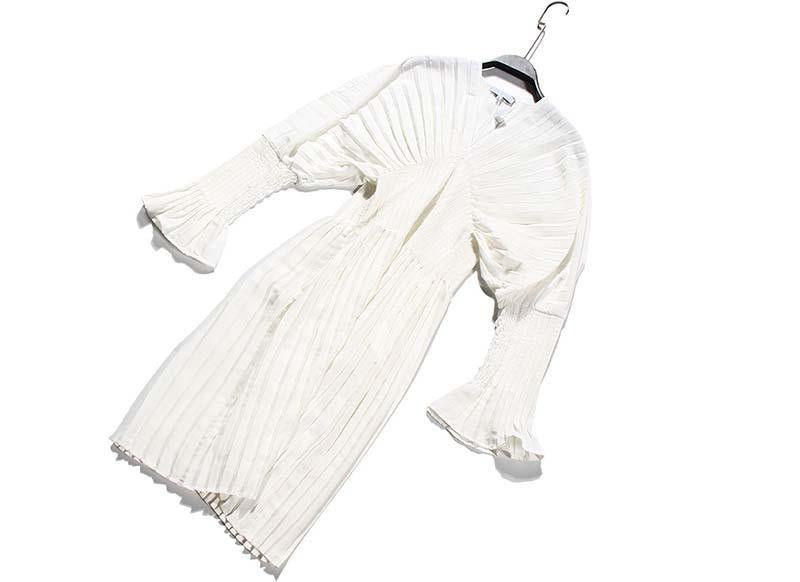 Sakiya Pleated Long Sleeve Shirt Dress
