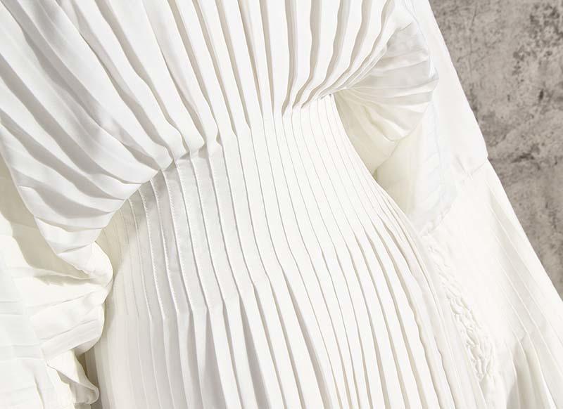 Sakiya Pleated Long Sleeve Shirt Dress
