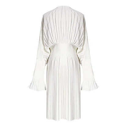 Sakiya Pleated Long Sleeve Shirt Dress