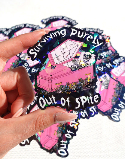 Surviving Purely Out of Spite Glitter Vinyl Sticker